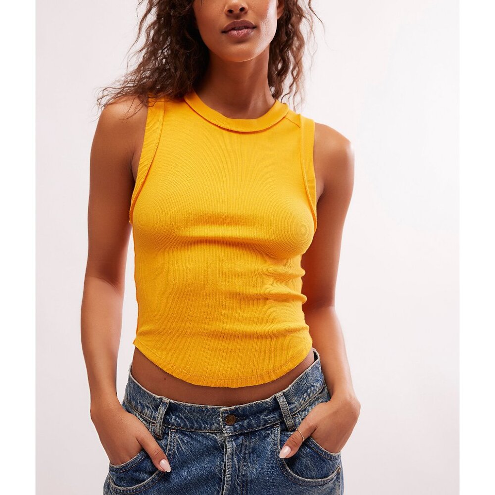 Free People Yellow Tank Top